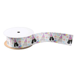 Lazo De Raso Parti Poodle Satin Ribbon in White