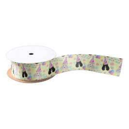 Lazo De Raso Parti Poodle Satin Ribbon in Yellow