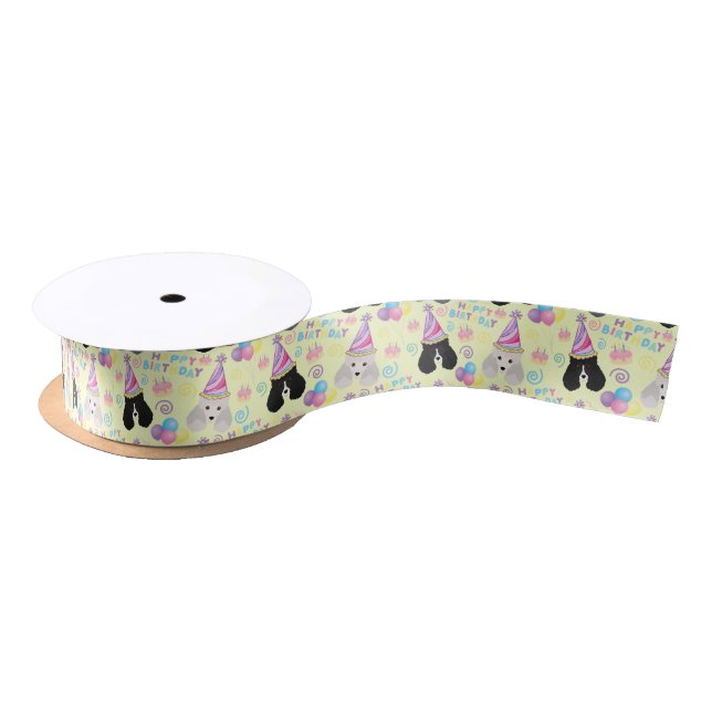 Lazo De Raso Parti Poodle Satin Ribbon in Yellow (Carrete)