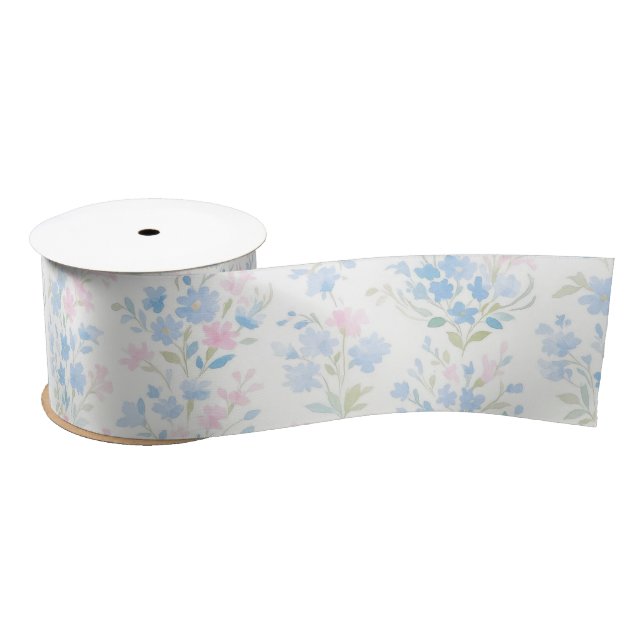 Lazo De Raso Pastel Floral (Carrete)