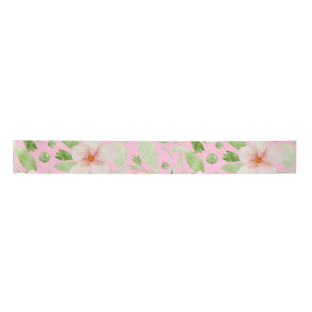 Lazo De Raso Pastel Pink Floral Pattern - Soft Blush Flowers  (Anverso)