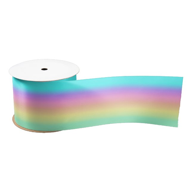 Lazo De Raso Pasteles de primavera arcoiris en franjas degradad (Carrete)