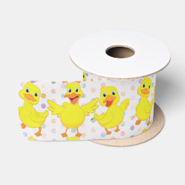 Lazo De Raso Patos amarillos con puntos de polka