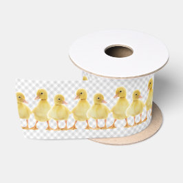 Lazo De Raso Patos Bebés En Gray Gingham