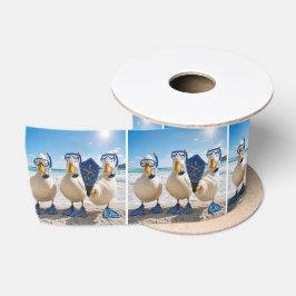 Lazo De Raso Patos blancos con equipo de snorkel