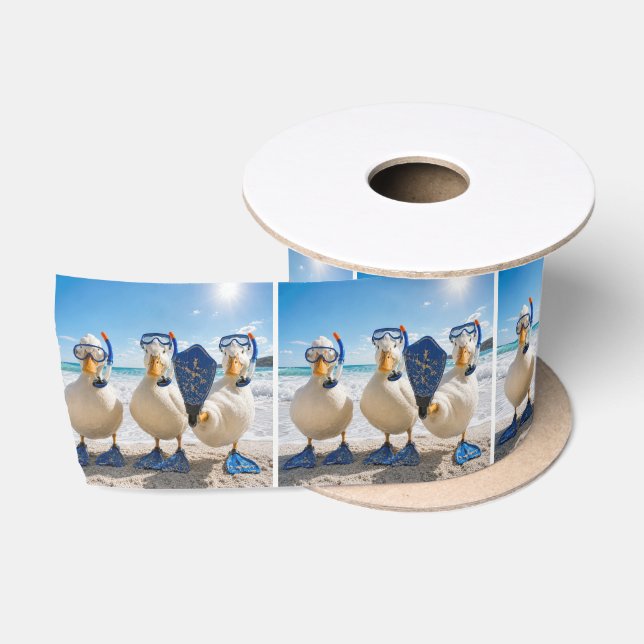 Lazo De Raso Patos blancos con equipo de snorkel (Carrete)