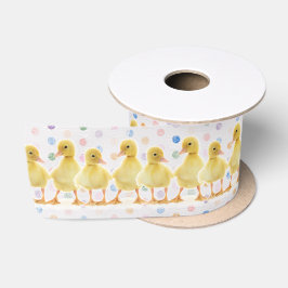 Lazo De Raso Patos de bebé con puntos de polka