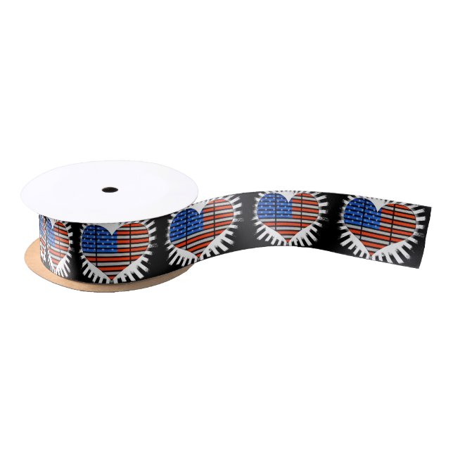 Lazo De Raso Patriotic Heart American Flag (Carrete)