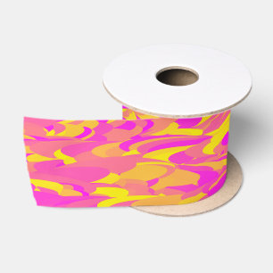 Lazo De Raso Patrón abstracto rosa amarillo naranja