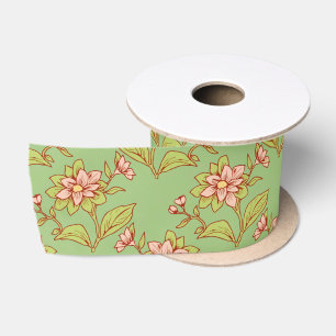 Lazo De Raso Patrón antiguo floral botánico sin foco