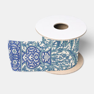 Lazo De Raso Patrón árabe floral azul