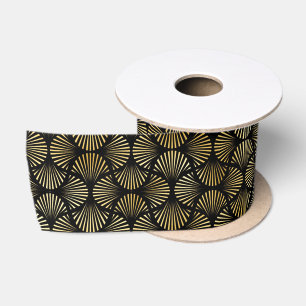 Lazo De Raso Patrón Art Déco de oro y negro
