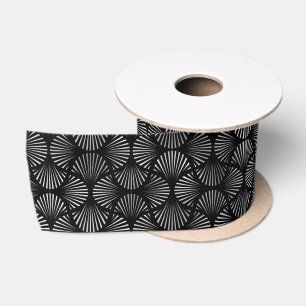 Lazo De Raso Patrón Art Déco de Plata y Negro