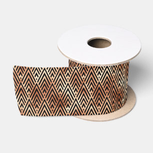 Lazo De Raso Patrón Art Déco de Rosa Dorado y Diamante Negro