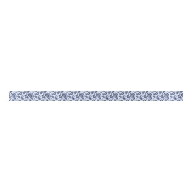 Lazo De Raso Patrón azul paisley (Anverso)