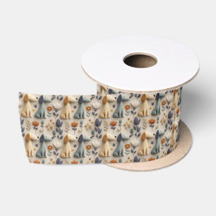 Lazo De Raso patrón continuo con perros lindos en estilo arcill
