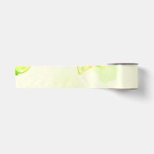 Lazo De Raso Patrón de acuarela de rodajas de lima Arte verde d