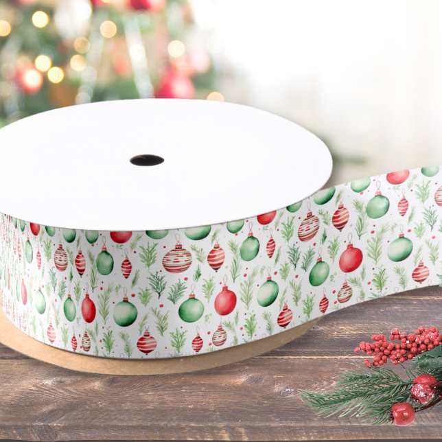 Lazo De Raso Patrón de Adornos de Navidad (Ornaments Pattern Christmas Satin Ribbon)