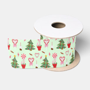 Lazo De Raso Patrón de árboles de golosinas navidades