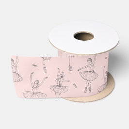 Lazo De Raso Patrón de Bailarina Rosa y Plata
