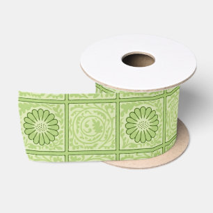 Lazo De Raso Patrón de Baldosa Verde de William Morris Diaper