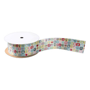 Lazo De Raso Patrón de cafés y tazas retro