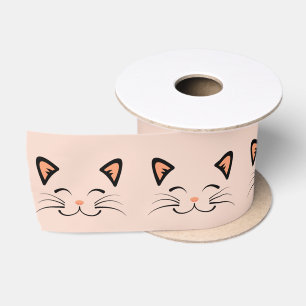Lazo De Raso Patrón de cara de gato gatito flotante