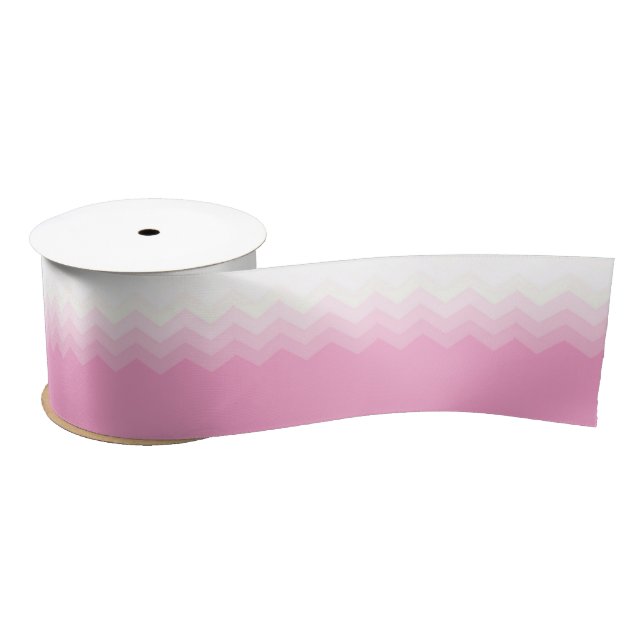 Lazo De Raso Patrón de Chevron con Ombre Rosa (Carrete)