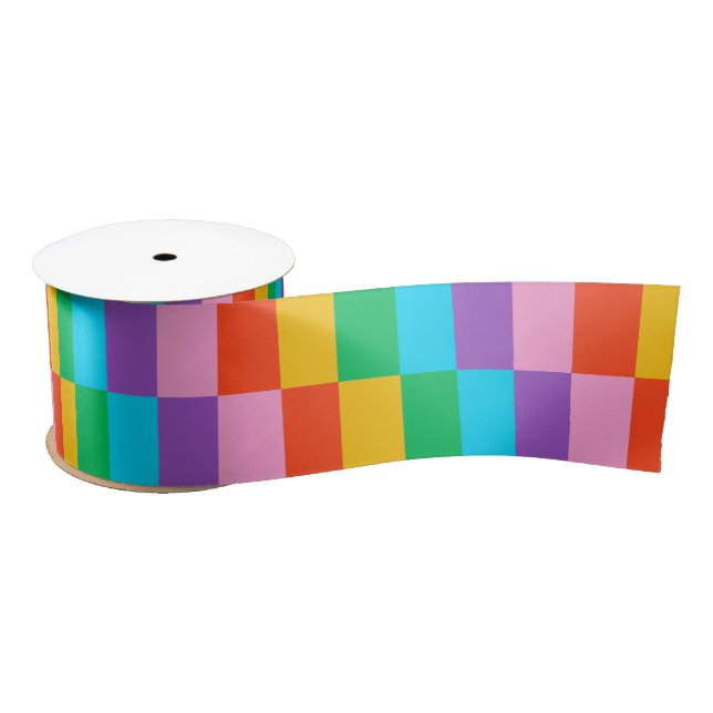 Lazo De Raso Patrón de cinta decorativa de pasos de arcoiris (Carrete)