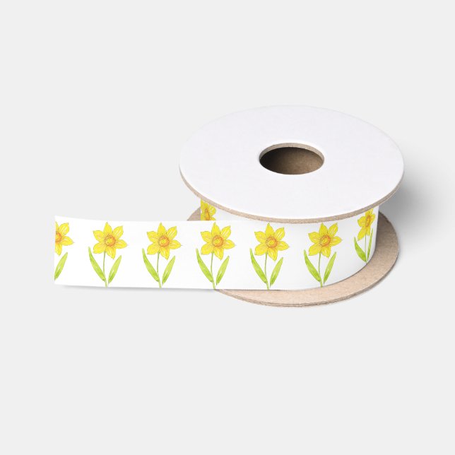 Lazo De Raso Patrón de color de agua Daffodil 2 (Carrete)