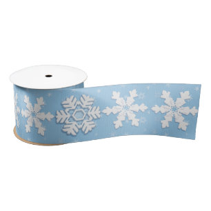 Lazo De Raso Patrón de copo de nieve blanco de Navidades de va