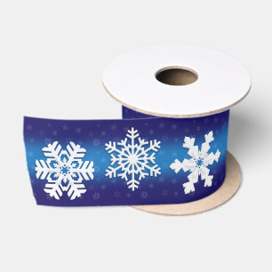 Lazo De Raso Patrón de copo de nieve blanco para Navidades de 