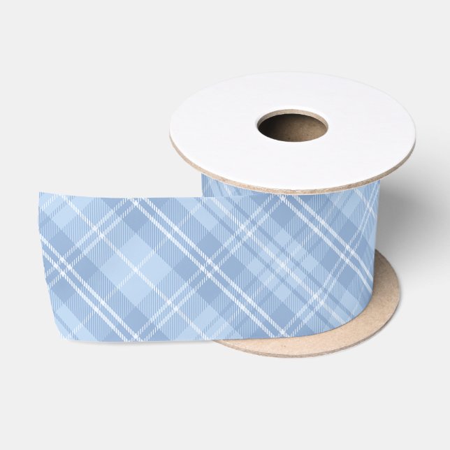 Lazo De Raso Patrón de Cuadro Azul (Carrete)