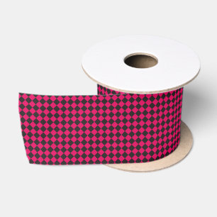 Lazo De Raso Patrón de cuadros de diamante negro rosa