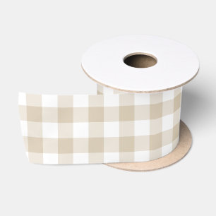 Lazo De Raso Patrón de Cuadros de Gingham Beige Neutro