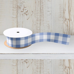 Lazo De Raso Patrón de cuadros gingham azul de aciano