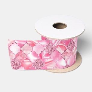 Lazo De Raso Patrón de cuatrefol rosado marroquí