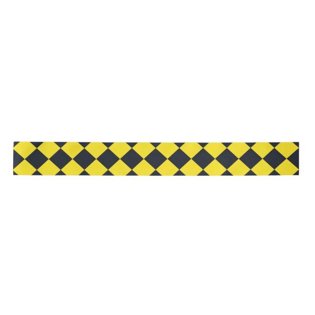 Lazo De Raso Patrón de diamante amarillo negro de cheques (Anverso)