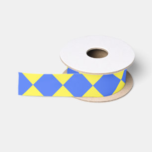 Lazo De Raso Patrón de diamante de cuadros azul amarillo
