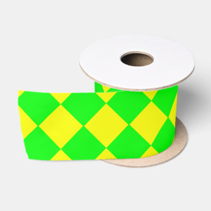 Lazo De Raso Patrón de diamante de cuadros verde amarillo