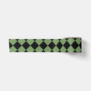 Lazo De Raso Patrón de diamante de cuadros verdes y negros