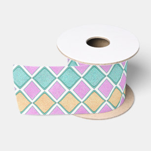 Lazo De Raso Patrón de diamante de prisma Harlequin pastel