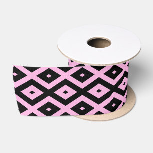 Lazo De Raso Patrón de diamante rosa pálido y negro