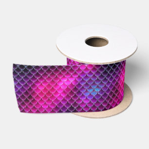 Lazo De Raso Patrón de escamas de sirena rosa ID600