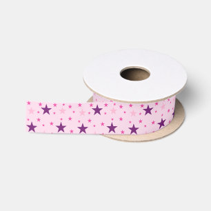 Lazo De Raso Patrón de estrellas rosa