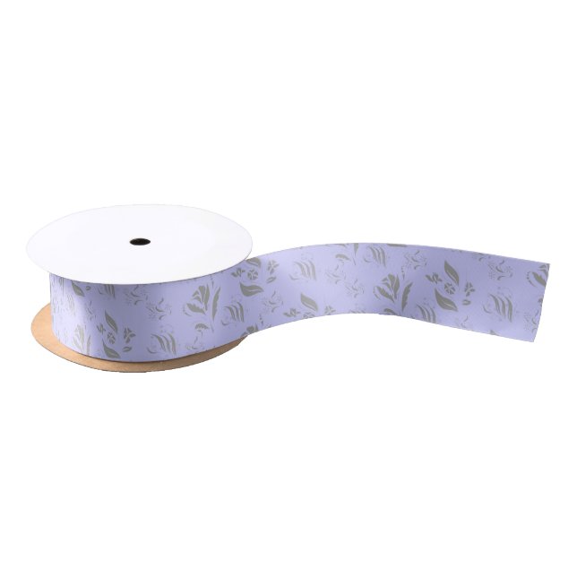 Lazo De Raso Patrón de flor suave en el perwinkle (Carrete)