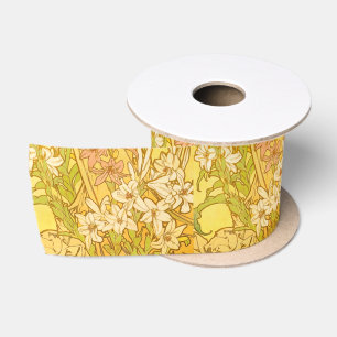 Lazo De Raso Patrón de flores de lirio de Alphonse Mucha: Art N