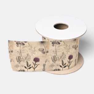 Lazo De Raso Patrón de flores silvestres de época