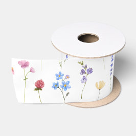 Lazo De Raso Patrón de flores silvestres de pradera Cottagecore