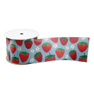 Lazo De Raso Patrón de fresas dulces